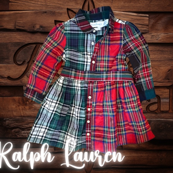 🎀 Ralph Lauren Girls Plaid Dress w/ Bloomers – Size 12M - Picture 1 of 3